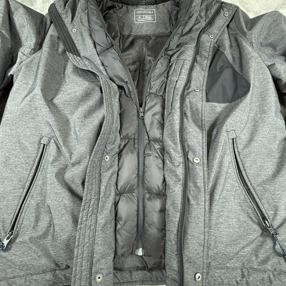 American Eagle Performance Outerwear Men's Large Full Zip Snap Heather Gray Coat - Picture 4 of 14
